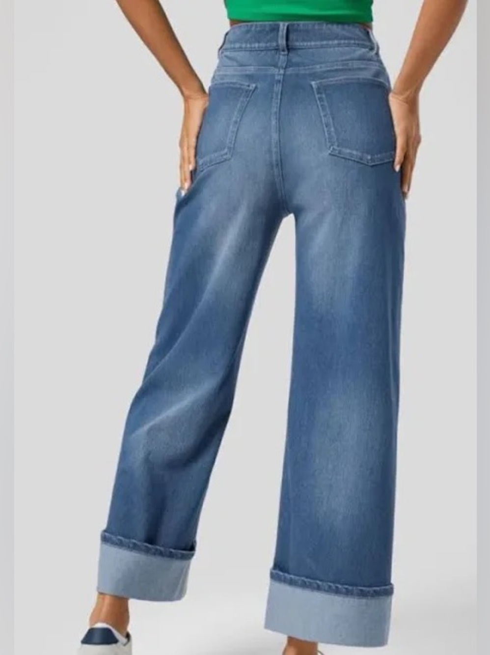 NWT Halara Flex High Waisted Wide Leg Rolled Hem Jeans Women’s Medium - Picture 2 of 9